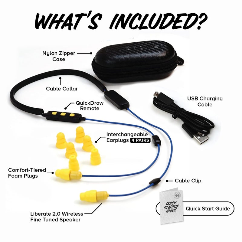 Plugfones Liberate 2.0 Wireless Bluetooth in-Ear Earplug Earbuds- 29NRR Noise Reduction Headphones with Noise Isolating Mic and Controls (Blue & Yellow) - Image 5